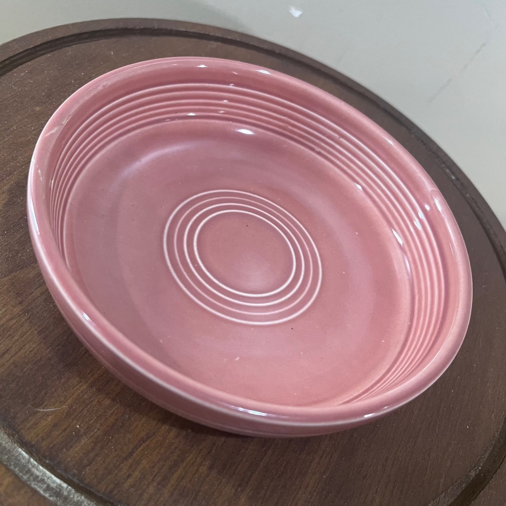 Fiesta HLC Fruit Bowl 4.75 Rose Pink Vtg Art Deco Concentric Rings USA